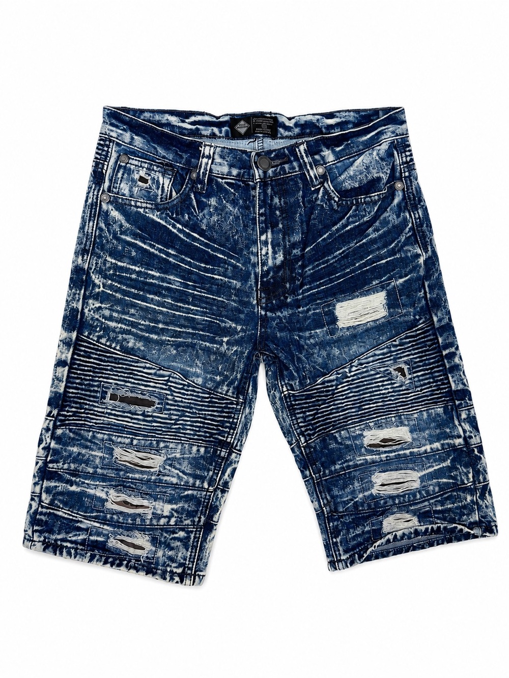 Road Narrows Boys Size 16 Acid Wash Distressed Moto Denim Shorts